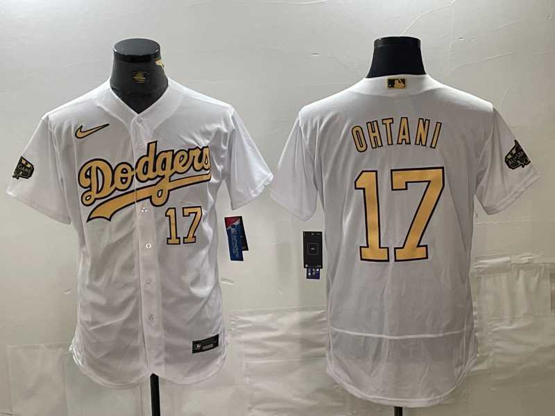Men%27s Los Angeles Dodgers #17 Shohei Ohtani Number White 2022 All Star Stitched Flex Base Nike Jerseys->los angeles dodgers->MLB Jersey